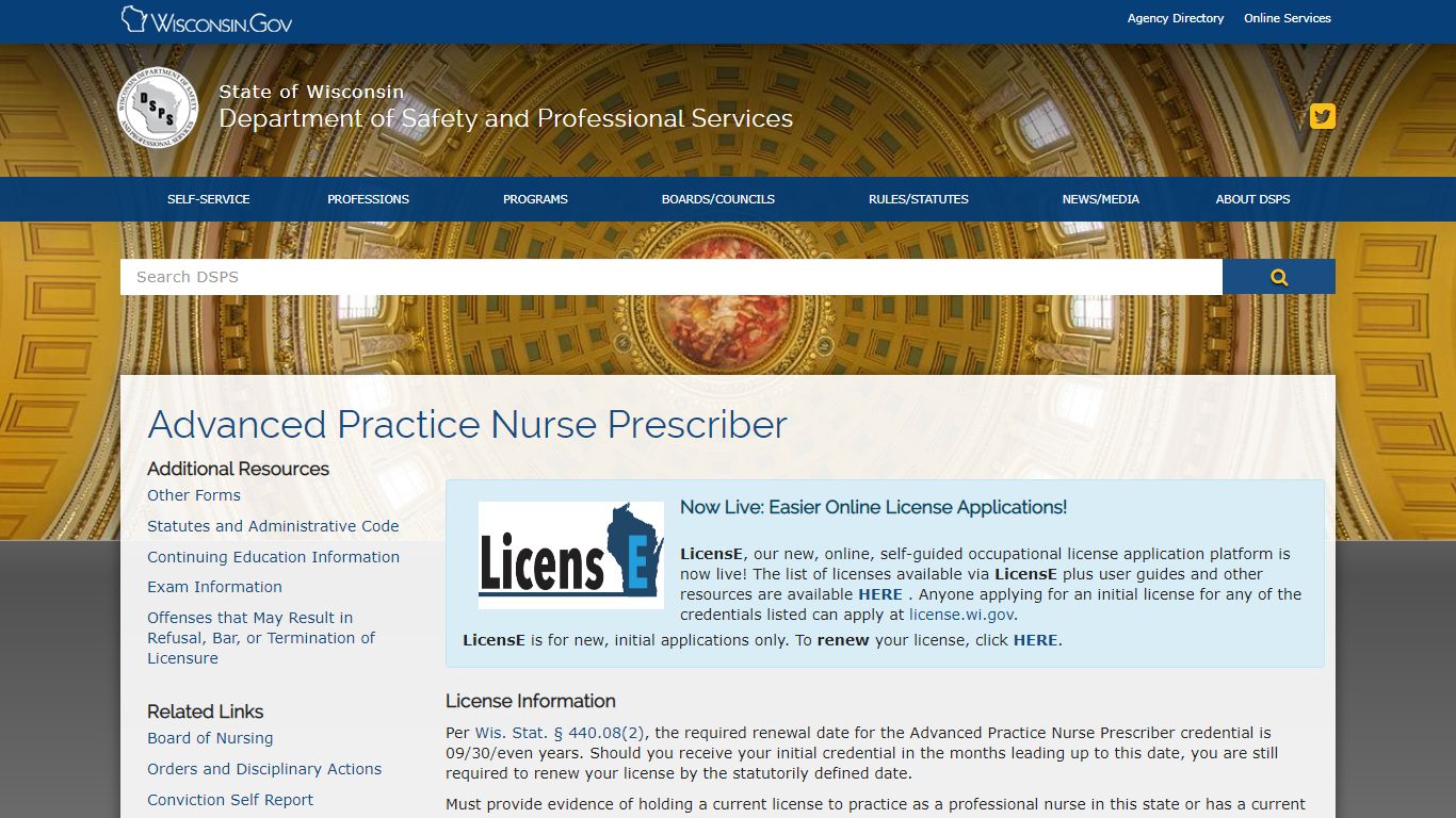 DSPS Advanced Practice Nurse Prescriber - Wisconsin