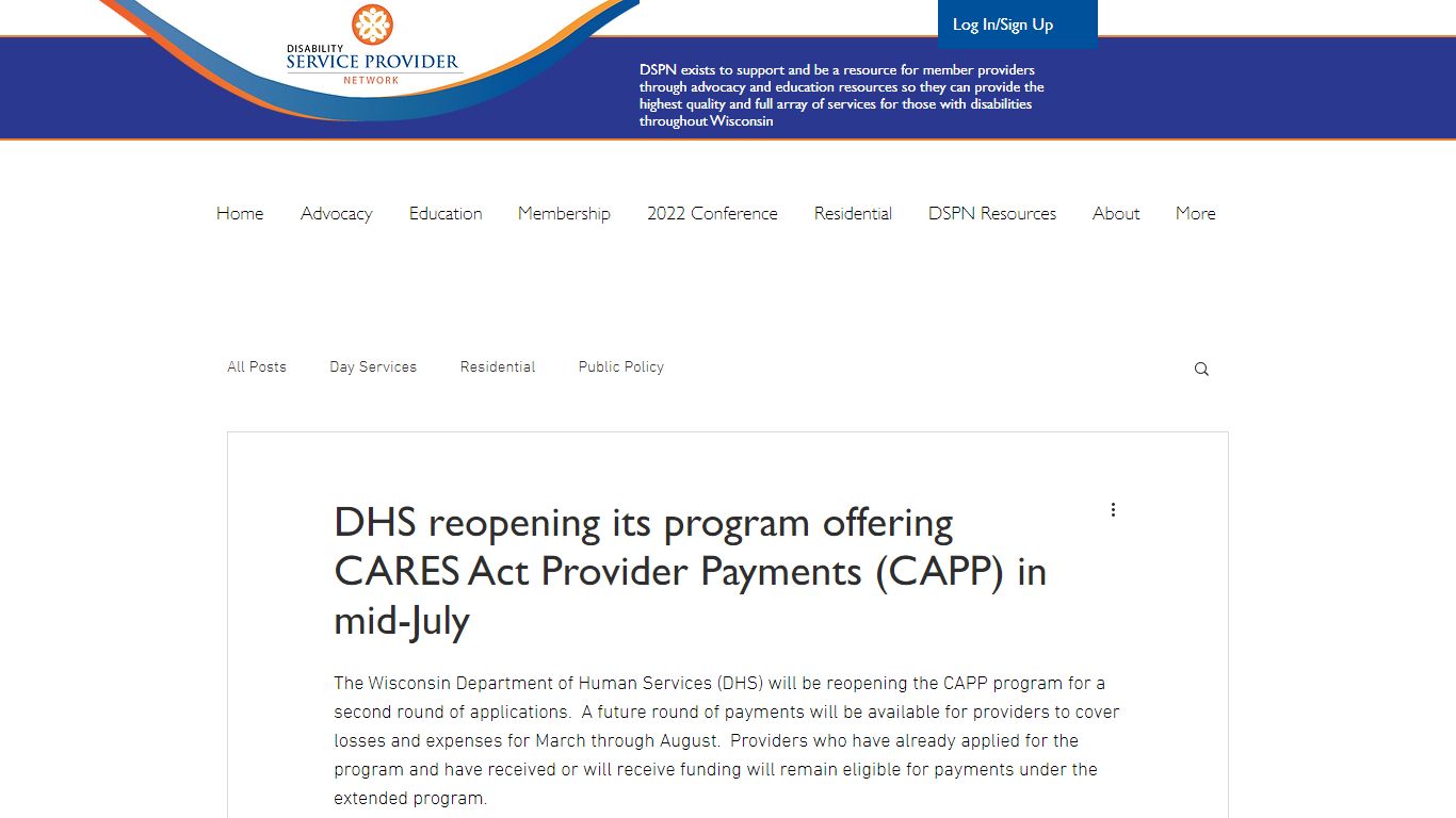 DHS reopening its program offering CARES Act Provider Payments (CAPP ...